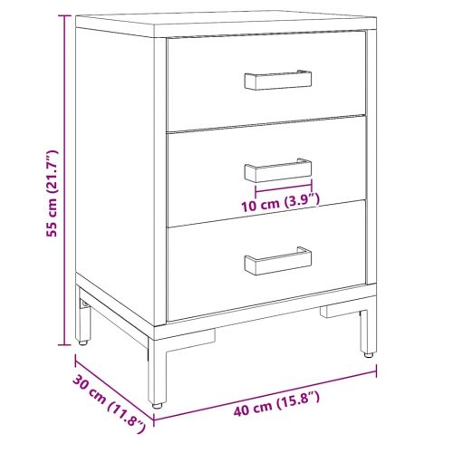 Нощни шкафчета, 2 бр, 40x30x55 см, борово дърво масив