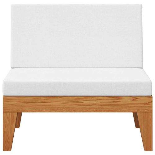 Модулен среден диван с кремавобели възглавници, акация масив