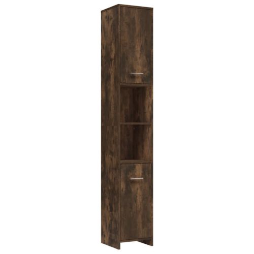 Комплект мебели за баня от 4 части, опушен дъб, инженерно дърво