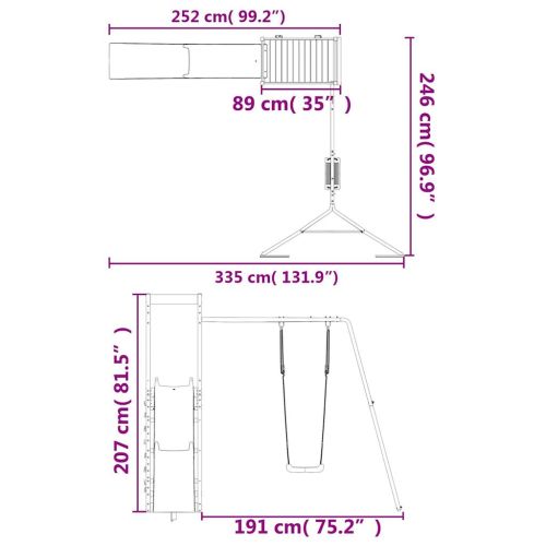 Комбинирано детско съоръжение за игра на открито, бор масив