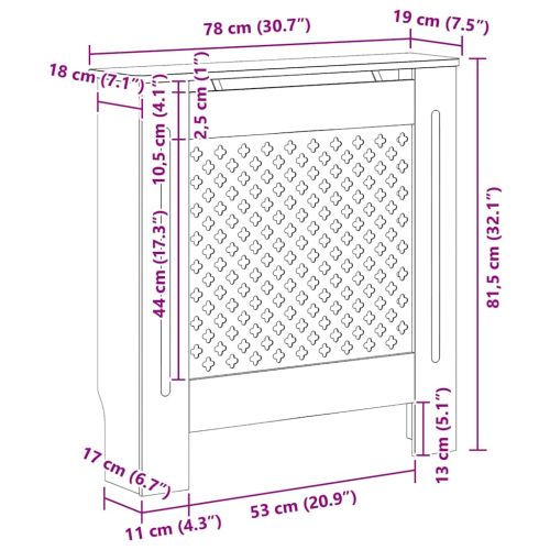 МДФ параван за радиатор, черен, 78 см