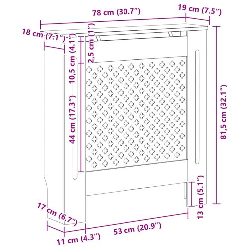 МДФ параван за радиатор, сив, 78 см