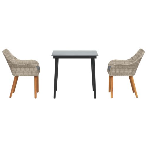 Комплект за хранене в градината 3 pcs Светлосиво полиратан