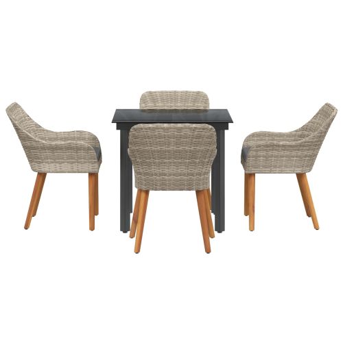 Комплект за хранене в градината 5 pcs Светлосиво полиратан