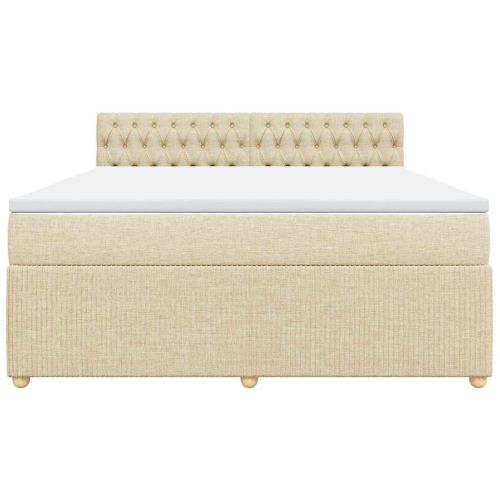 Боксспринг легло с матрак, кремава, 180x200 см, плат