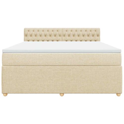 Боксспринг легло с матрак, кремава, 180x200 см, плат