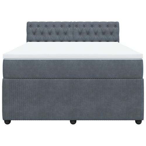 Боксспринг легло с матрак, тъмносиво, 140x200 см, кадифе