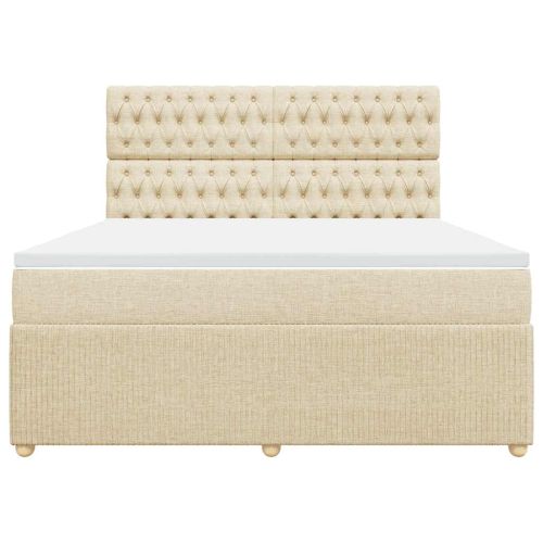 Боксспринг легло с матрак, кремава, 180x200 см, плат