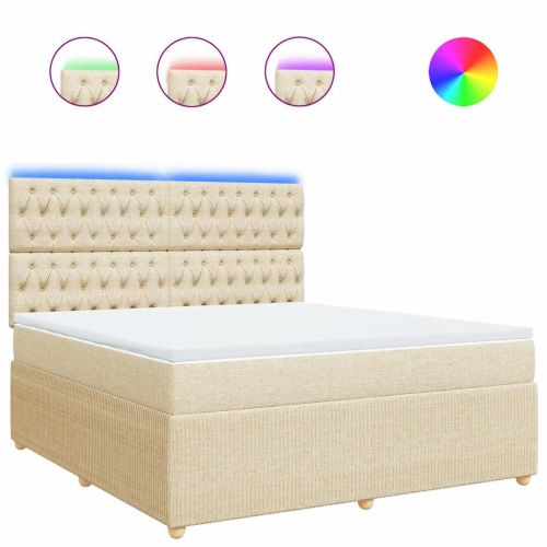 Боксспринг легло с матрак, кремава, 180x200 см, плат