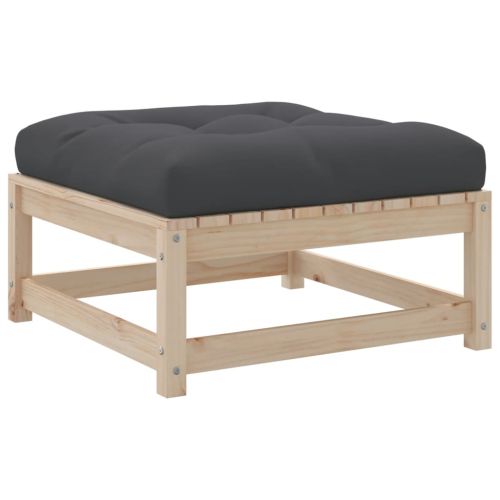 Градински диван от 4 части с възглавници, борово дърво масив