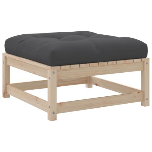 Градински комплект, 6 части, с възглавници, масив бор