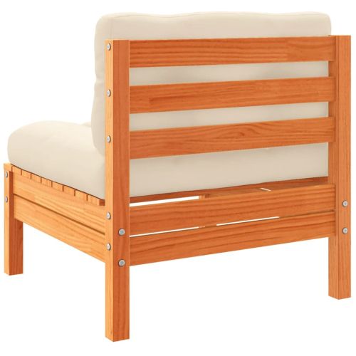 Градински комплект с възглавници, 7 части, восъчнокафяв