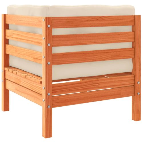 Градински комплект с възглавници, 5 части, восъчнокафяв