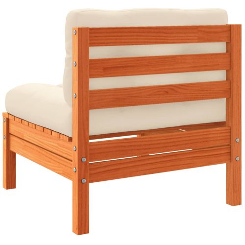 Градински комплект диван с възглавници, 9 части, восъчнокафяв