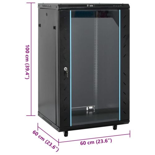 18U сървърен шкаф, 19", IP20, черен, 60x60x100 см