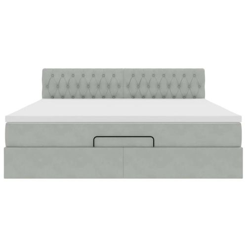 Османско легло с матрак Светло сиво 180x200 cm Кадифе