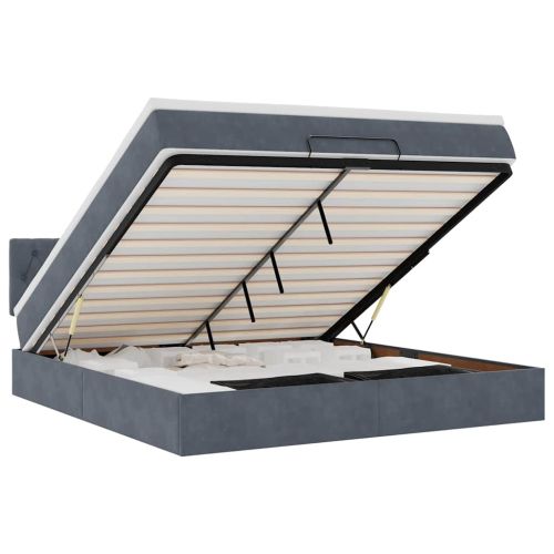 Османска легло с матрак, тъмносиво, 180x200 см, кадифе