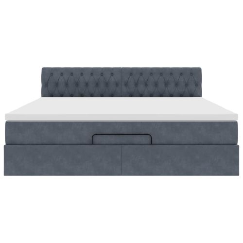 Османска легло с матрак, тъмносиво, 180x200 см, кадифе