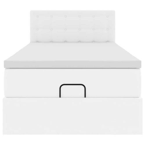 Османска легло с матрак&LED чисто бяло 90x190см изкуствена кожа