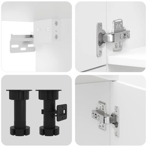 Комплект кухненски шкафове, 7 части, "Porto", бяло гланцово инженерно дърво