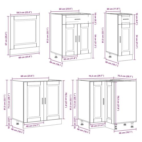 Комплект кухненски шкафове от 11 части Porto, инженерно дърво