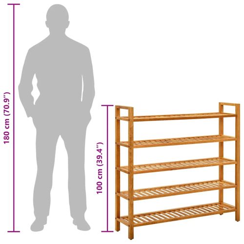 Поставка за обувки с 5 рафта, 100x27x100 см, дъбов масив