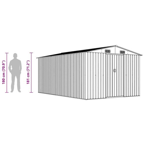 Градинска барака, 257x392x181 см, метал, кафява