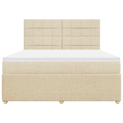 Боксспринг легло с матрак, кремава, 180x200 см, плат