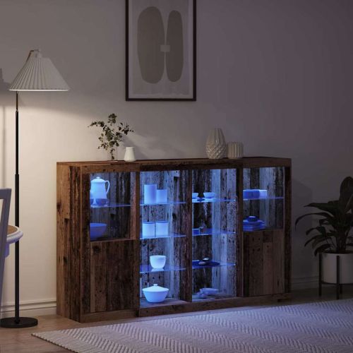 LED конзолна маса Старо дърво 163 x 37 x 100 см