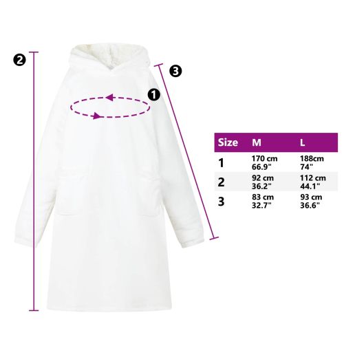 Одеяло с качулка Бяло M Флийс и фланел