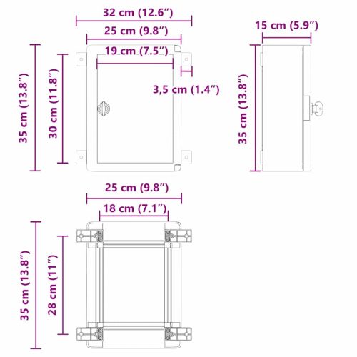 Контролен шкаф Сив 32 x 15 x 35 см ABS пластмаса