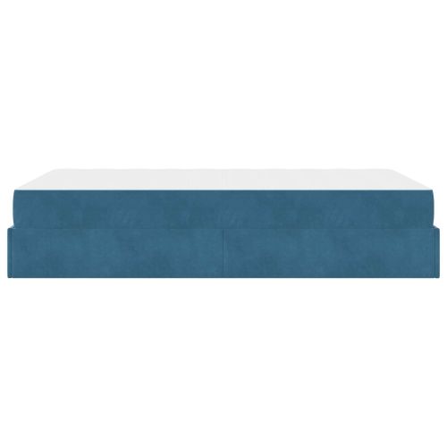 Рамка за легло с матрак с матрак 2 pcs Синьо Кадифе