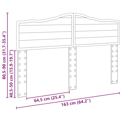 Облегалка за глава Бяло 160 cm Инженерно дърво