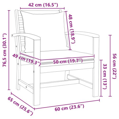 Стол с възглавница 2 Брой Кафяв и Кремав 65 x 60 x 76,5 см