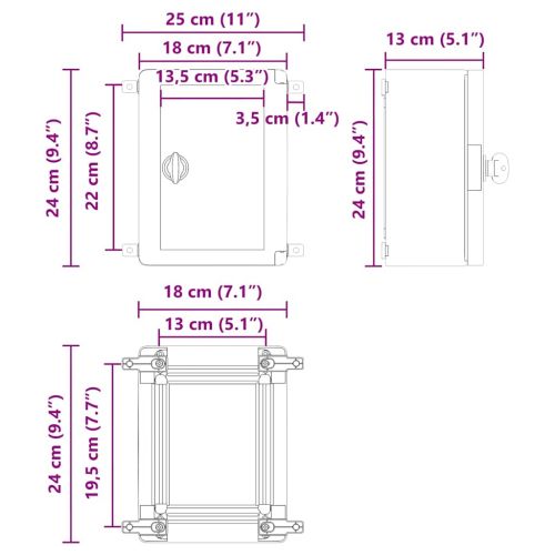 Контролен шкаф Сив 25 x 13 x 24 см ABS пластмаса
