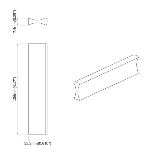 Дръжка 12 pcs Черно 106 x 7,4 x 15,5 мм Алуминий