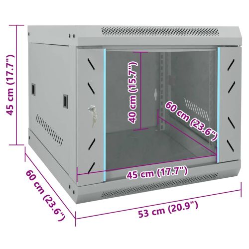 Мрежов кабинет със съхранение Сив 53 x 60 x 45 см Стомана