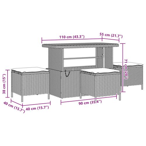 Градински Софа Комплект 14 pcs Черно полиратан