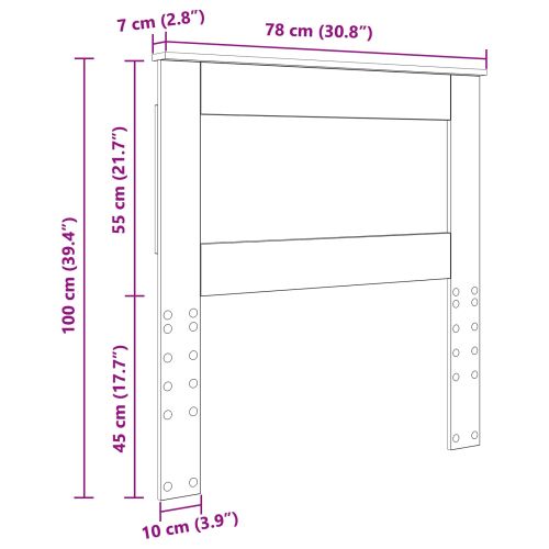 Облегалка за глава с таблото Сив Сонома 75 cm Инженерно дърво