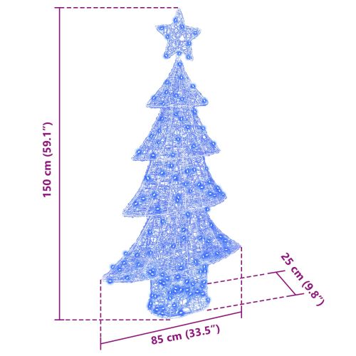 Коледно дърво с 160 LED светодиода Синьо 150 cm Акрил
