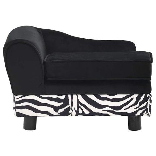 Кучешки диван, черен, 57x34x36 см, плюш