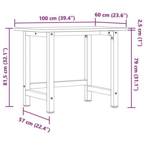 Работна маса светлокафяв 100x60x81,5 см дъб масив правоъгълна