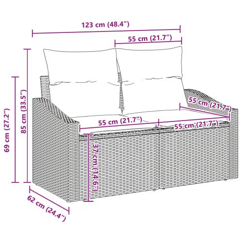 Градински Софа Комплект със съхранение Бежов и кремав полиратан