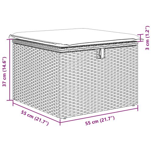 Комплект дивани с възглавница със съхранение Сив полиратан