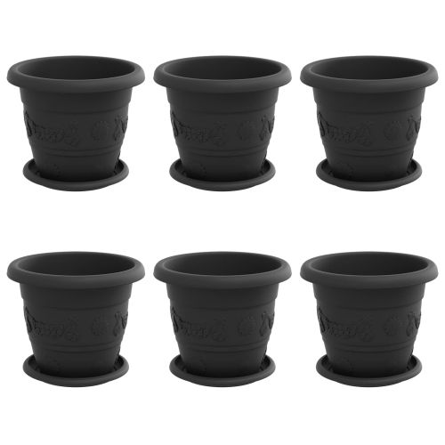 Саксии за растения 6 pcs Черно Ø 26 x 21.5 см Пластмаса