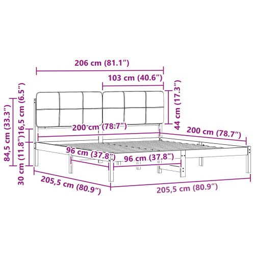 Леглова рамка с тапицирана гръбна част Таупе 200 x 200 cm