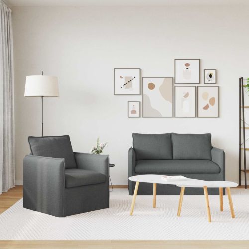 Комплект дивани 2 pcs Тъмносиво 136 x 82 x 85 см Текстил