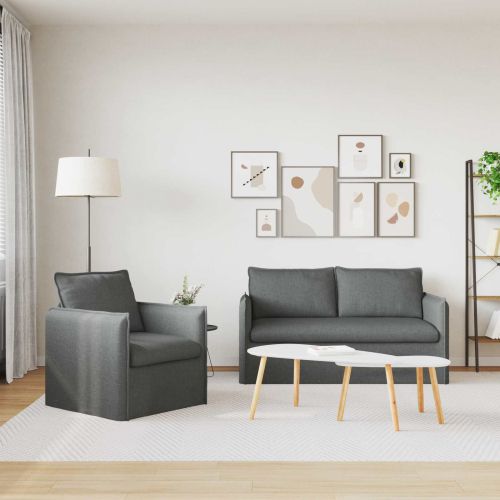 Комплект дивани 2 pcs Тъмносиво 156 x 82 x 85 см Текстил