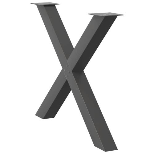 Крака за трапезна маса, X-образни, 2 бр., антрацит, 90x(72-73) см, стомана