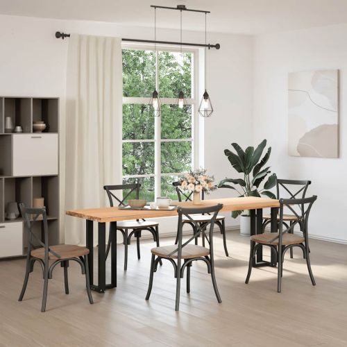 Крака за конзолна маса, Т-образни, 2 бр., черни, 38x25x(72-73) см, стомана